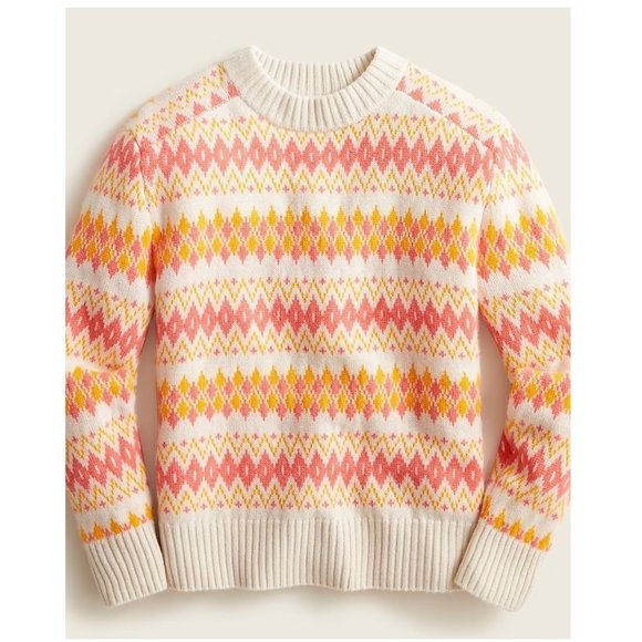 J. Crew Sweaters - NWOT J. Crew Cashmere Fair Isle Sweater in Heather Muslin Coral